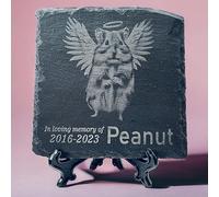 LoveCraftsLove Personalized Hamster Memorial Plaque - Engraved Square Slate Stone 10cm - Custom Pet Loss Gift with Name & Dates - Remembrance Keepsake for Hamsters - Includes Display Stand
