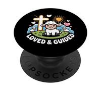 Loved and Guided Cute Christian Lamb Faith Based Design PopSockets Adhesive PopGrip