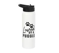 Loved By A Puggle Dog Mom or Dog Dad Stainless Steel Insulated Water Bottle