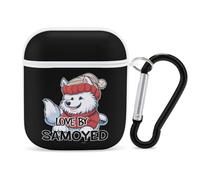 Loved by A Samoyed Case Cover Compatible with AirPods 1&2 Protective PC Shell Carrying Case with Keychain