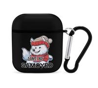 Loved by A Samoyed Case Cover Compatible with AirPods 1&2 Protective PC Shell Carrying Case with Keychain