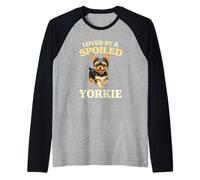 Loved by a Spoiled Yorkie Funny Yorkshire Terrier Dog Owner Raglan Baseball Tee