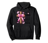 Loved By God Chosen By Jesus Baptized 2026 Coquette Cross Pullover Hoodie