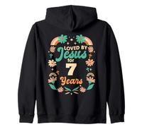 Loved By Jesus For 7 Years 7th Birthday Christian Theme Zip Hoodie