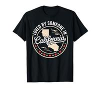 Loved by Someone in California State Map Hearts T-Shirt