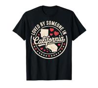 Loved by Someone in California State Map Hearts T-Shirt