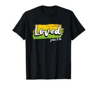 Loved John 3:16 Bible Verse Christian Value Graphic T-Shirt, Men, Black, M
