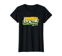Loved John 3:16 Bible Verse Christian Value Graphic T-Shirt, Women, Black, S
