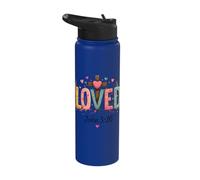 Loved John 3:16 Heart Cross Message Stainless Steel Insulated Water Bottle