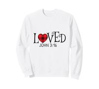 Loved John 3:16 Red Plaid Heart Christian Valentines love Sweatshirt