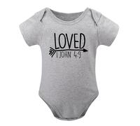 Loved John 49 Christian Arrow Baby Bodysuit Jumper Girls Gray-style-1 3months