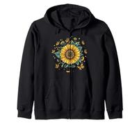 Loved Sunflower Butterfly Moms Summer Vibes Zip Hoodie