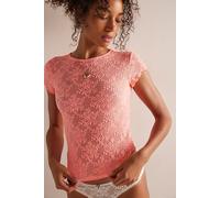 Loved You First Lace Tee by Intimately at Free People in Flamingo Pink, Size: Medium - female