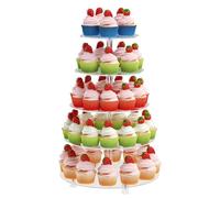LoveDisplay Cupcake Stand for 50 Cupcakes, 5 Tier Cupcake Holder, Clear Round Cupcake Tower, Cupcakes Display Stand for Party, Wedding, Birthday, Baby Shower, Halloween