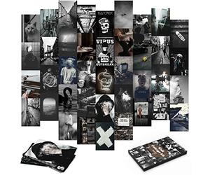 LOVEDMORE Grunge Aesthetic Wall Collage Kit - 40pcs 4x6inch Dark & Black Picture Set for Dorm & Bedroom Room Decor