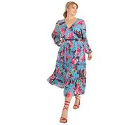 Lovedrobe Plus Size Dresses for Womens Ladies Long Sleeve Maxi Dress Blue Print Size 20