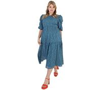 Lovedrobe Womens Plus Size Dress for Ladies Curve Key Backhole 3/4 Sleeves Midaxi High Waist Everyday for Summer Work Office Party Blue Size 18