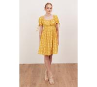 Lovedrobe Women's Elasticated Square Neck Short Sleeve Mini Dress in Yellow | Size: 12 Lovedrobe Yellow 12