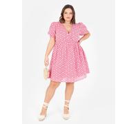 Lovedrobe Women's Embroidered Short Sleeve Faux Wrap Mini Dress in Pink | Size: 20 Lovedrobe Pink 20