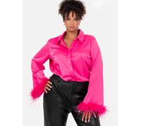 Lovedrobe Women's Feather Cuffs Satin Shirt in Pink | Size: 20 Lovedrobe Pink 20
