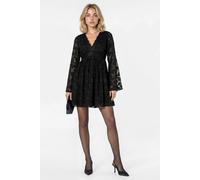 Lovedrobe Women's Floral Burnout Lace Detail Long Sleeve Mini Dress in Black | Size: 10 Lovedrobe Black 10
