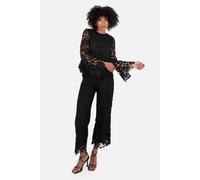 Lovedrobe Women's Floral Lace Bell Sleeve Peplum Top in Black | Size: 12 Lovedrobe Black 12