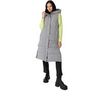 Lovedrobe Women's Gilet Ladies Hooded Body Warmer Sleeveless Jacket Quilted Winter Coat Padded Longline Side Pockets Outerwear, Silver Grey, 10