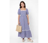 Lovedrobe Women's Gingham & Polka Dot Short Sleeve Midaxi Dress in Blue | Size: 10 Lovedrobe Blue 10
