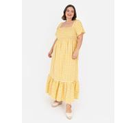 Lovedrobe Women's Gingham Square Neck Short Sleeve Midaxi Dress in Yellow | Size: 26 Lovedrobe Yellow 26