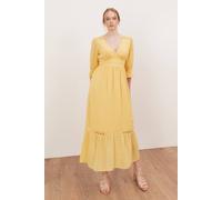 Lovedrobe Women's Gingham V Neck Midaxi Dress in Yellow | Size: 16 Lovedrobe Yellow 16