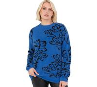 Lovedrobe Women's Jumper Ladies Sweater Round Crew Neck Long Sleeve Floral Jacquard Elasticated Stretchy Casual Pullover Knitwear, Blue 12-14