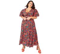 Lovedrobe Womens Ladies Plus Size Dress Tropical V Neckline Bow Detail Summer Size 16