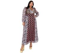 Lovedrobe Womens Ladies Plus Size for with Pockets Flowers Bishop Long Sleeve Maxi V Neckline Frilly Leopard Print Dress, Animal Print, 26 UK