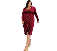 Lovedrobe Women's Ladies Plus Size Midi Dress Faux Wrap V Neckline Velvet Leopard Pattern Long Sleeve Curve Big and Tall