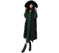 Lovedrobe Women's Long Gilet Ladies Winter Jacket Faux Fur Hooded Quilted Body Warmer Padded Sleeveless Coat Outerwear, Black, 8