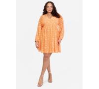 Lovedrobe Women's Long Sleeve Floral Burn Out Mini Dress in Orange | Size: 10 Lovedrobe Orange 10