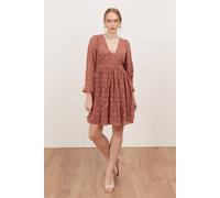Lovedrobe Women's Long Sleeve Floral Burnout Mini Dress in Terracotta | Size: 20 Lovedrobe Terracotta 20
