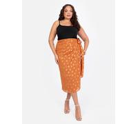 Lovedrobe Women's Metallic Orange Wrap Midi Skirt | Size: 22 Lovedrobe Orange 22