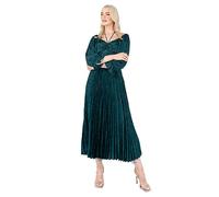 Lovedrobe Women's Midaxi Dress Ladies Emerald Green Pleated Empire A-Line High Waist Tie Neck Wedding Guest Cocktail Evening Prom, Emerald Green, 12