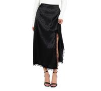 Lovedrobe Women's Midaxi Skirt Ladies Satin Lace Trim Split Hemline Polka Dot Spot Print A-line Occasion Evening Party Cocktail, Black 18
