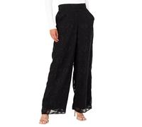 Lovedrobe Women's Palazzo Trousers Ladies Wide Leg Pants Floral Print Chiffon Bottoms Smart Casual Party Office Wear, Black 14