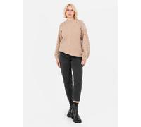 Lovedrobe Women's Pearl Cable Knit Longline Jumper in Brown | Size: 24-26 Lovedrobe Brown 24-26