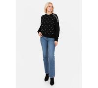Lovedrobe Women's Crew Neck Jumper Ladies Cable Knit Long Sleeve Sweater Pearl Embellished Pullover Smart Casual Knitwear, Black 20-22