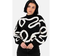 Lovedrobe Women's Satin Squiggle Applique Jumper in Black | Size: 24-26 Lovedrobe Black 24-26