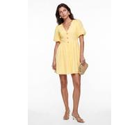 Lovedrobe Women's Scalloped V Neck Starfish Button Mini Dress in Lemon | Size: 24 Lovedrobe Lemon 24