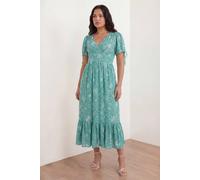 Lovedrobe Women's Seashell Print Short Sleeve Open Back Midaxi Dress in Teal | Size: 18 Lovedrobe Teal 18