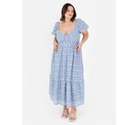 Lovedrobe Women's Short Puff Sleeve Midi Dress in Blue | Size: 14 Lovedrobe Blue 14