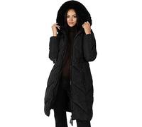 Lovedrobe Women's Winter Jacket Ladies Coat Quilted Padded Faux Fur Hood Belted Puffa Zip Front Pockets Puffer Outerwear, Black, 8
