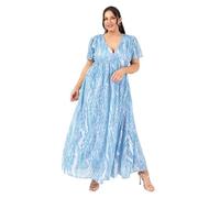Lovedrobe Women's Women's Ladies Maxi Dress Short Angel Sleeve V-Neck Floral Animal Print Empire A-line Casual Wedding Guest Occasion Dress (Pack of 1)