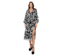Lovedrobe Women's Women's Midi Dress Ladies V-Neck Long Balloon Sleeve Faux-wrap Thigh Split Shirred Waist Tassel Belt A-line Smart Casual Dress (Pack of 1)